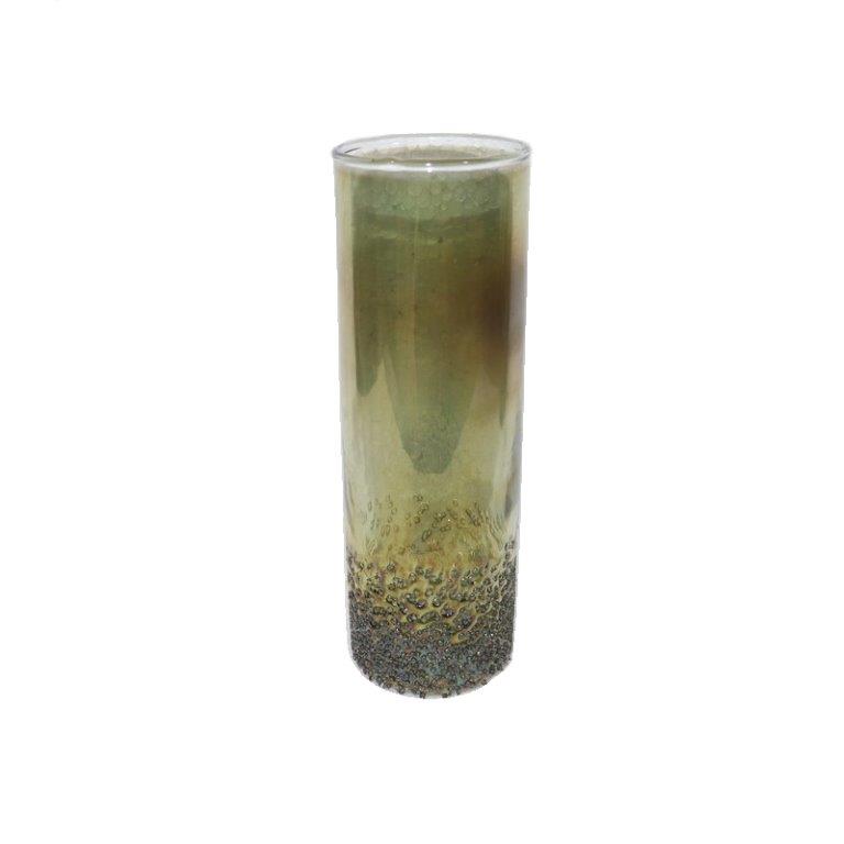 Vase Glas grün half crinkled H15+20+25cm 3Größen wählbar