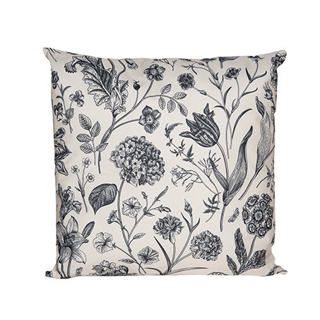 Outdoor Kissen 45x45cm Blumen Gartenkissen mit Reißverschluss, wasser- und schmutzabweisend, Bezug abnehmbar, dekoratives Zierkissen für Garten, Balkon & Terrasse, creme/anthrazit