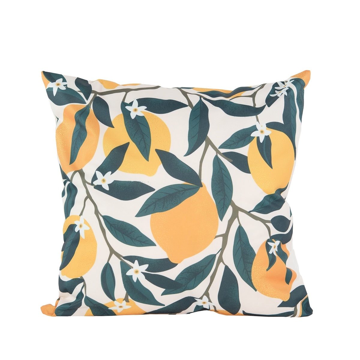Outdoor Kissen 60x60cm Zitronen Gartenkissen mit Reißverschluss, wasser- und schmutzabweisend, Bezug abnehmbar, dekoratives Zierkissen für Garten, Balkon & Terrasse, grün/weiß/gelb