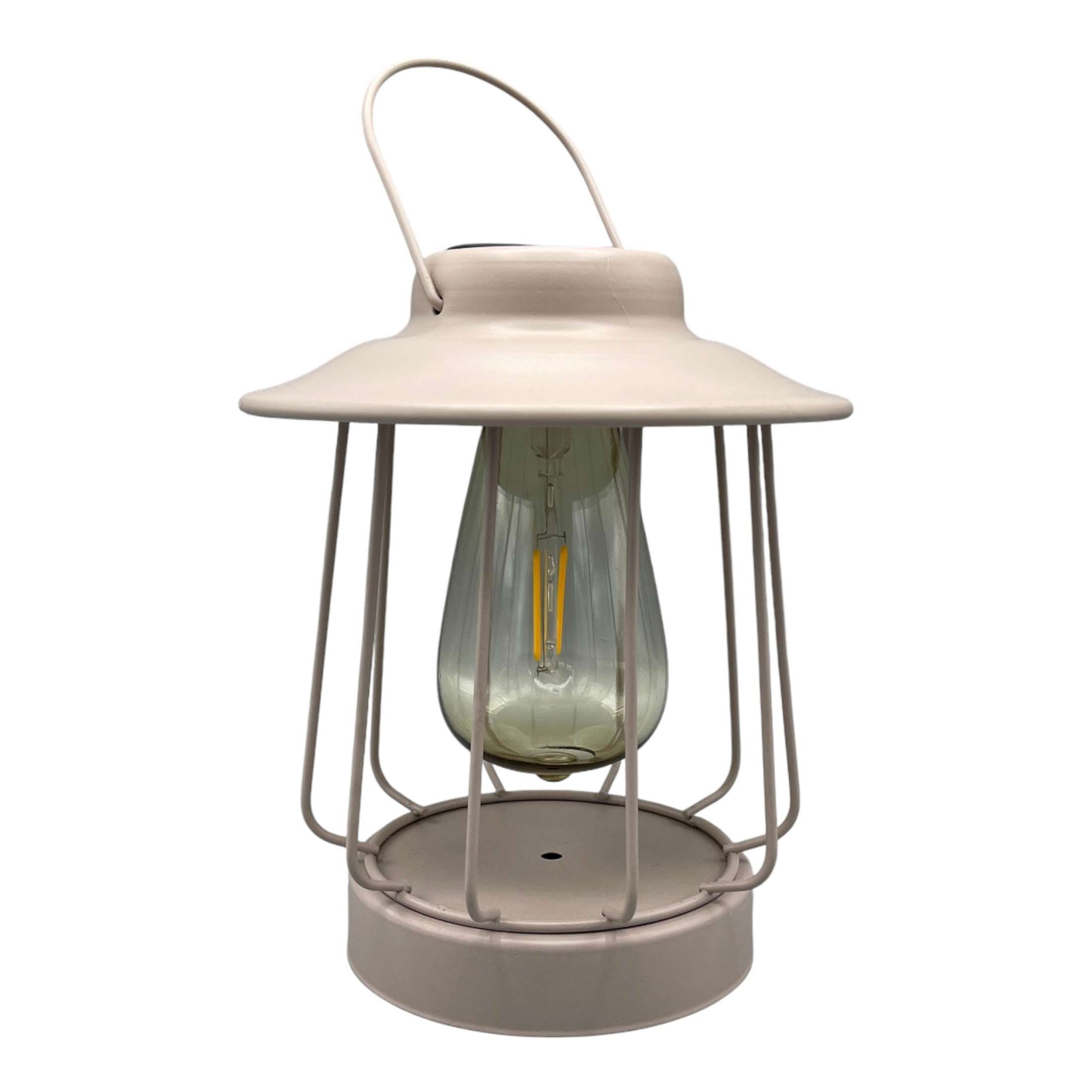 Solar Laterne Tischlampe LED 16x H19cm matt Sand Metall Outdoor & Indoor Warmweißes Licht – Kabellos & Wetterfest