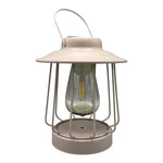 Lade das Bild in den Galerie-Viewer, Solar Laterne Tischlampe LED 16x H19cm matt Sand Metall Outdoor &amp; Indoor Warmweißes Licht – Kabellos &amp; Wetterfest
