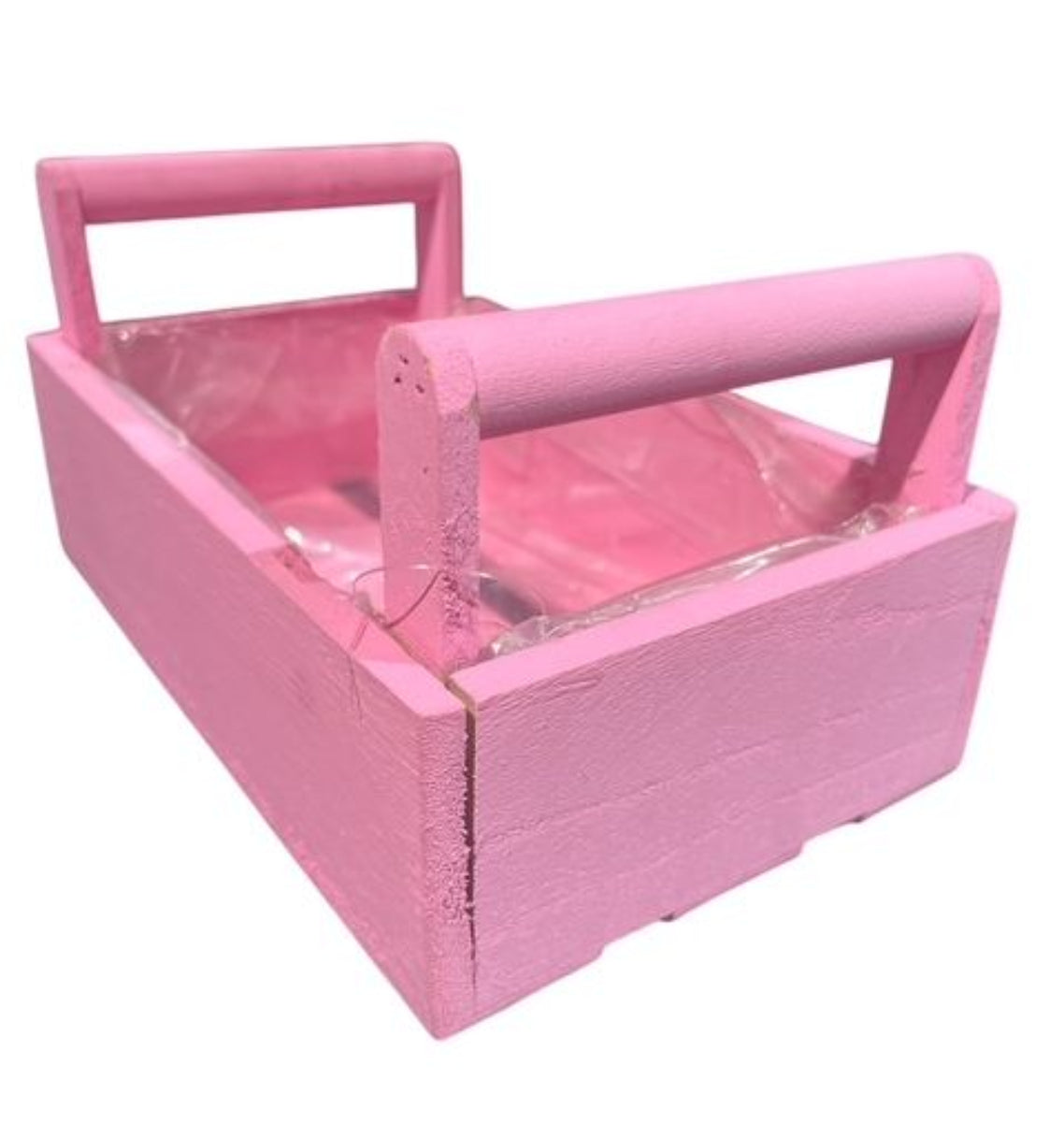 Holz Pflanzkasten pink 26 × 16 cm Höhe 8 cm mit Folie ausgelegt Dekorativer Kräuter- & Blumenpflanzkasten