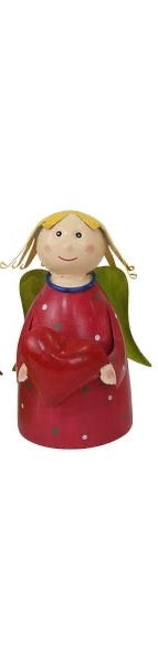 Zaunfigur Zaunhocker SchutzEngel Herz Kanu Metall 14x13x22 cm Pfostenhocker Dekofigur Garten 4Farben wählbar