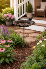 Lade das Bild in den Galerie-Viewer, Vogeltränke Vogel Futterplatz 1Vogel Gusseisen barun Ø11cm H74cm Futterstation Vogelbad
