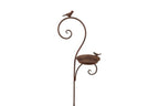 Gartenstecker Vogel „Matt“ braun – 122,5 cm – Metall Vogeltränke & Futterplatz – dekorativer Gartenstecker für Vögel