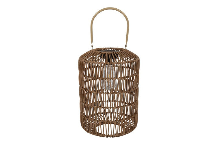 Solar Windlicht Manito L Braun 34,5 cm – LED Solar Laterne in Flechtoptik – Warmweiß, wetterfest, dekorative Gartenleuchte für Terrasse, Balkon & Garten
