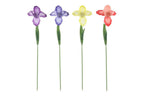 Gartenstecker Iris aus Metall – Mehrfarbige Blütendekoration 74 cm – Wetterfeste Gartendeko für Blumenbeet, Rasen, Balkon & Terrasse