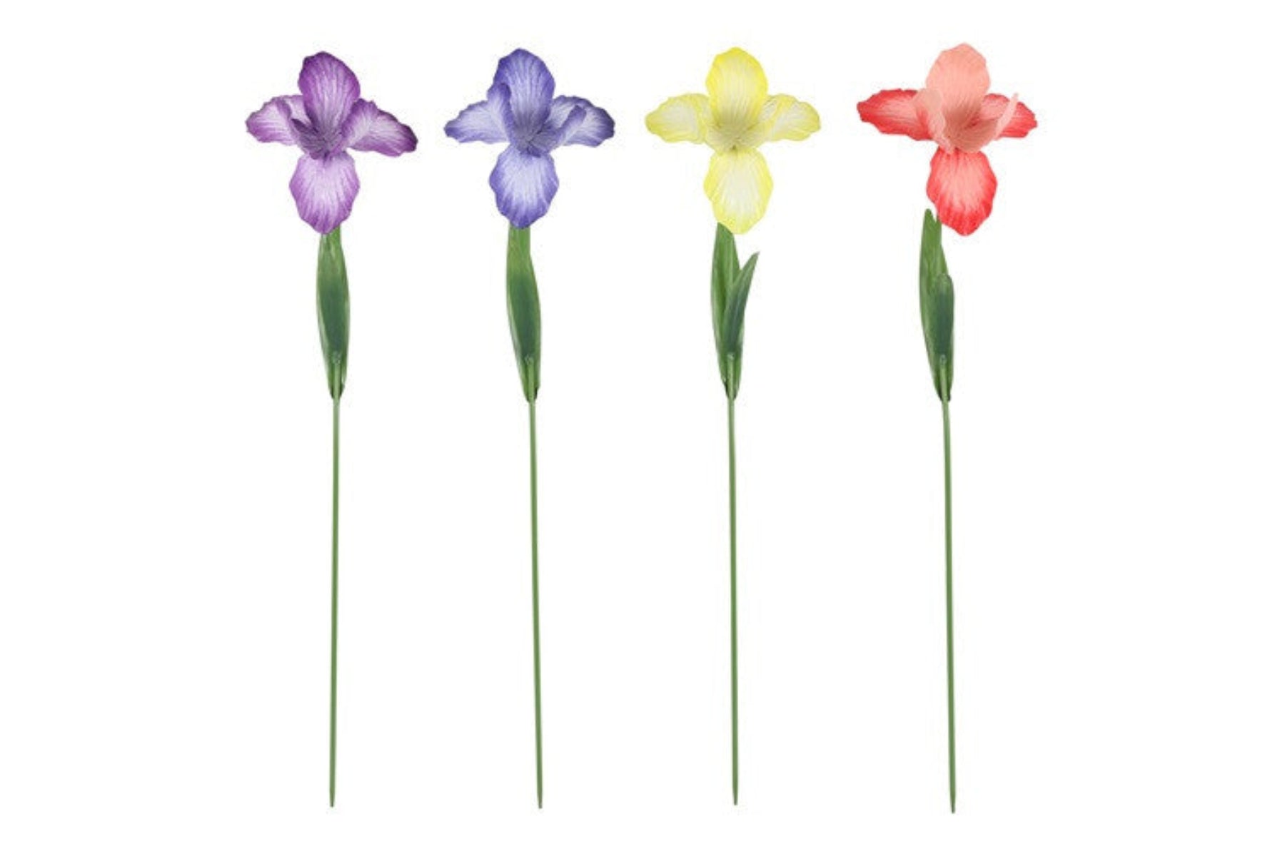 Gartenstecker Iris aus Metall – Mehrfarbige Blütendekoration 74 cm – Wetterfeste Gartendeko für Blumenbeet, Rasen, Balkon & Terrasse