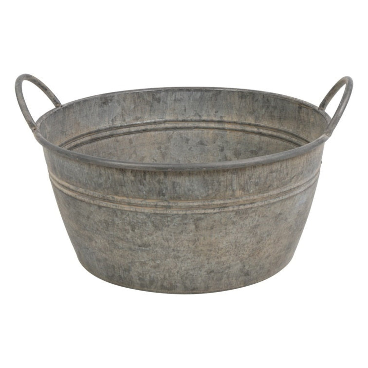 Zinkwanne Lena Pflanzschale mit Henkel – 36,5 x 36,5 x 17 cm – Dekoschale aus Zink für Garten, Balkon & Terrasse