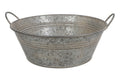 Zinkwanne Lena Pflanzschale mit Henkel – 53 x 53 x 20 cm – Dekoschale aus Zink für Garten, Balkon & Terrasse