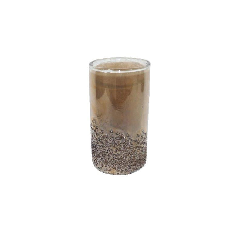 Vase Glas braun half crinkled H15+20+25cm 3Größen wählbar