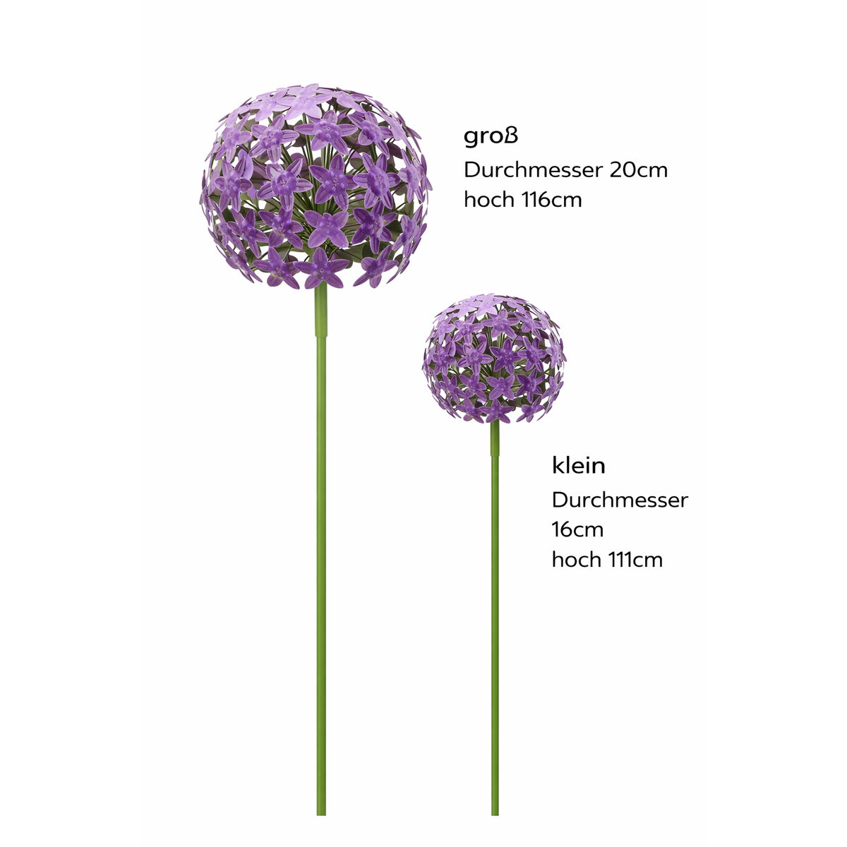 Allium Stecker Metall Ø16+20cm Gartenstecker lila 2erSet