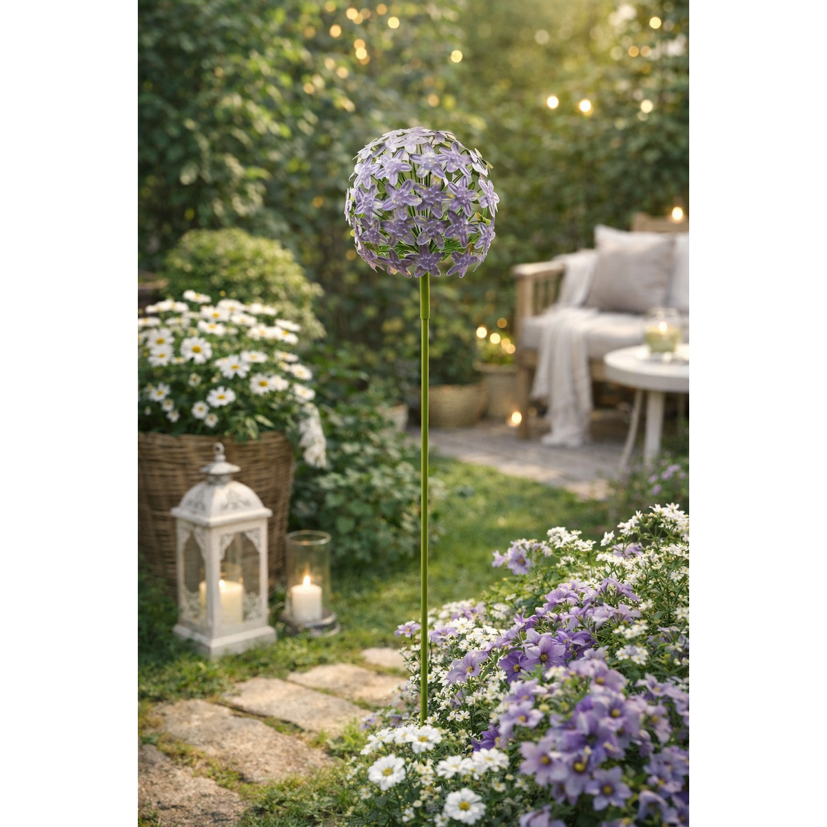 Allium Stecker Metall Gartenstecker Purple in 2Größen wählbar