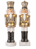 Nussknacker mit LED 2er Set 69 cm – Silberne Weihnachtsdeko aus Magnesia