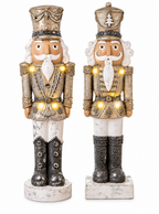 Nussknacker mit LED 2er Set 69 cm – Silberne Weihnachtsdeko aus Magnesia