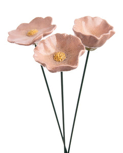 Blüte Mohnblume Gartenstecker Insektentränke Ø8/8,5/10cm Stab 48cm Keramik rosa 3fach sort. Stecker Blütenstecker Garten