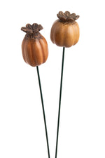 Lade das Bild in den Galerie-Viewer, Mohn Mohnkapsel okka/braun Keramik 2fach sort. Gartenstecker Klatschmohn H34cm + H44cm Stecker Herbst Garten 2Größen wählbar
