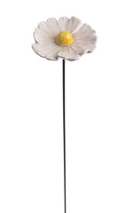 Lade das Bild in den Galerie-Viewer, 2x Blüte Margerite Keramik weiß Gartenstecker Ø7,5cm + Ø9cm Stab 48cm Stecker Blütenstecker Garten 2Größen wählbar
