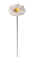 Lade das Bild in den Galerie-Viewer, 2x Blüte Margerite Keramik weiß Gartenstecker Ø7,5cm + Ø9cm Stab 48cm Stecker Blütenstecker Garten 2Größen wählbar
