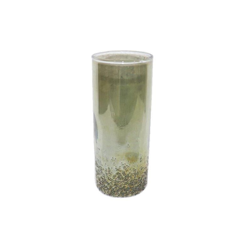 Vase Glas grün half crinkled H15+20+25cm 3Größen wählbar
