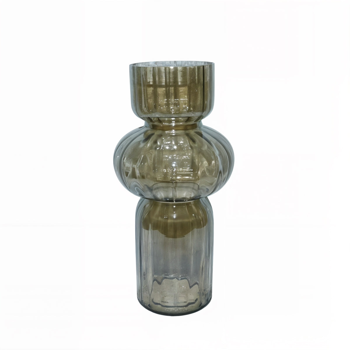 Glasvase Ribbed Smoke Geriffelte Dekovase aus Glas in Rauchgrau  H32cm & H47cm Moderne Blumenvase 2Größen wählbar
