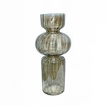 Lade das Bild in den Galerie-Viewer, Glasvase Ribbed Smoke Geriffelte Dekovase aus Glas in Rauchgrau  H32cm &amp; H47cm Moderne Blumenvase 2Größen wählbar
