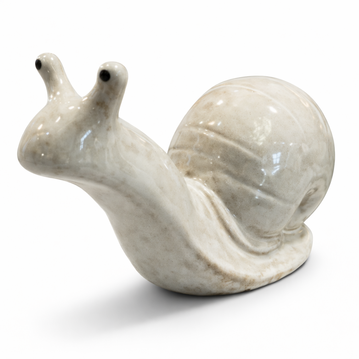 Schnecke Keramik L23 x H11,5cm Dekorative Keramik Schnecke in creme Wetterfeste Garten- & Wohnraumdekoration