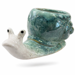 Lade das Bild in den Galerie-Viewer, Schnecke Keramik Pflanzgefäß Grün 18 x 8,5cm Dekorative Pflanz-Schnecke zum Bepflanzen Gartenfigur &amp; Blumentopf für Garten, Balkon &amp; Terrasse
