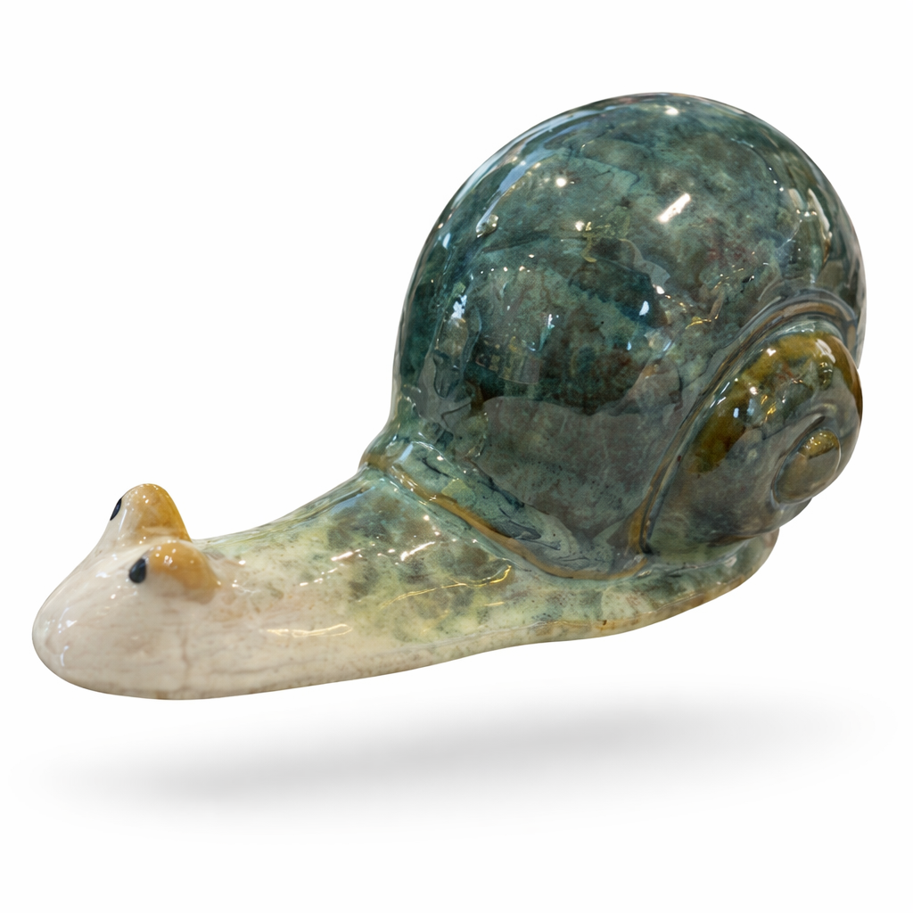 Schnecke Keramik 2erSet Grün 15 x 8cm Wetterfeste Gartenfigur aus Keramik Dekorative Schneckenfigur für Garten, Balkon & Wohnung
