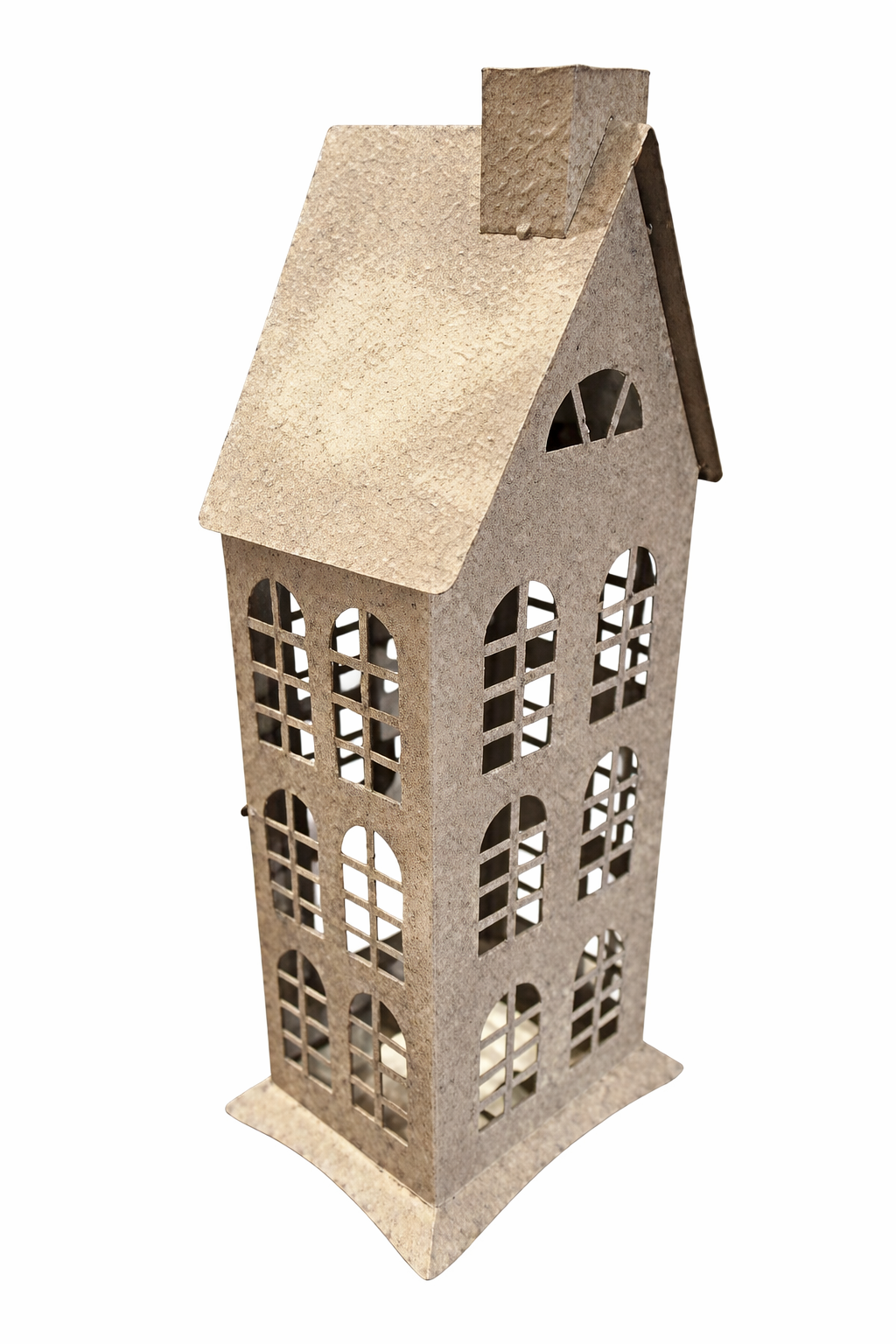 Haus Windlicht Laterne Metall natur-grau Gartenlaterne Deko-Laterne Landhaus Metalllaterne 18x12cm H60cm