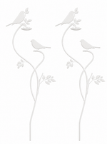 Lade das Bild in den Galerie-Viewer, Gartenstecker Vogel 2er Set aus Metall weiß Design Gartendeko am Stab Dekorativer Vogelstecker für Garten, Balkon und Blumentopf B18cm H80 cm
