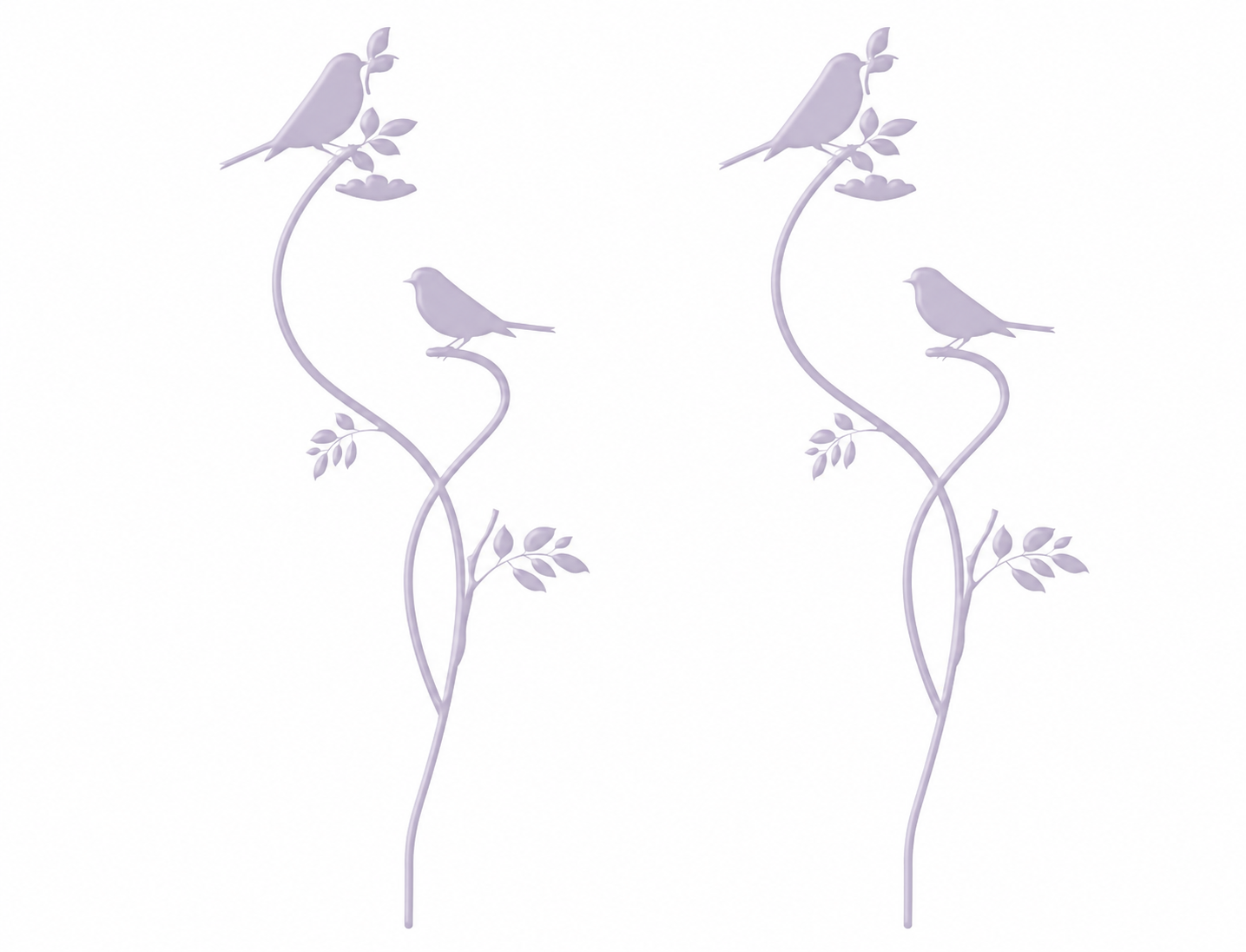 Gartenstecker Vogel 2er Set aus Metall violett Design Gartendeko am Stab Dekorativer Vogelstecker für Garten, Balkon und Blumentopf B18cm H80 cm