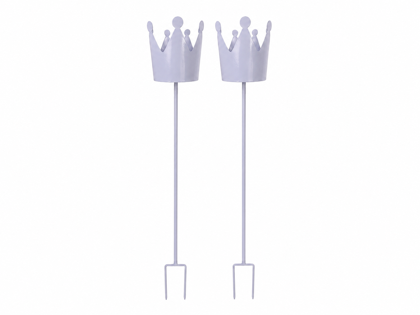 Gartenstecker Krone 2er Set Metall violett Dekokrone am Stab Pflanzstecker für Garten, Blumentopf und Beet Ø13cm L80 cm