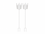 Lade das Bild in den Galerie-Viewer, Gartenstecker Krone 2er Set Metall weiß Dekokrone am Stab Pflanzstecker für Garten, Blumentopf und Beet Ø13cm L80 cm
