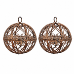 Lade das Bild in den Galerie-Viewer, Deko-Kugeln Metall 2er Set zum Öffnen – Rust Stripes African Ornament Ø11cm Hängedekoration für Garten, Terrasse &amp; Wohnbereich
