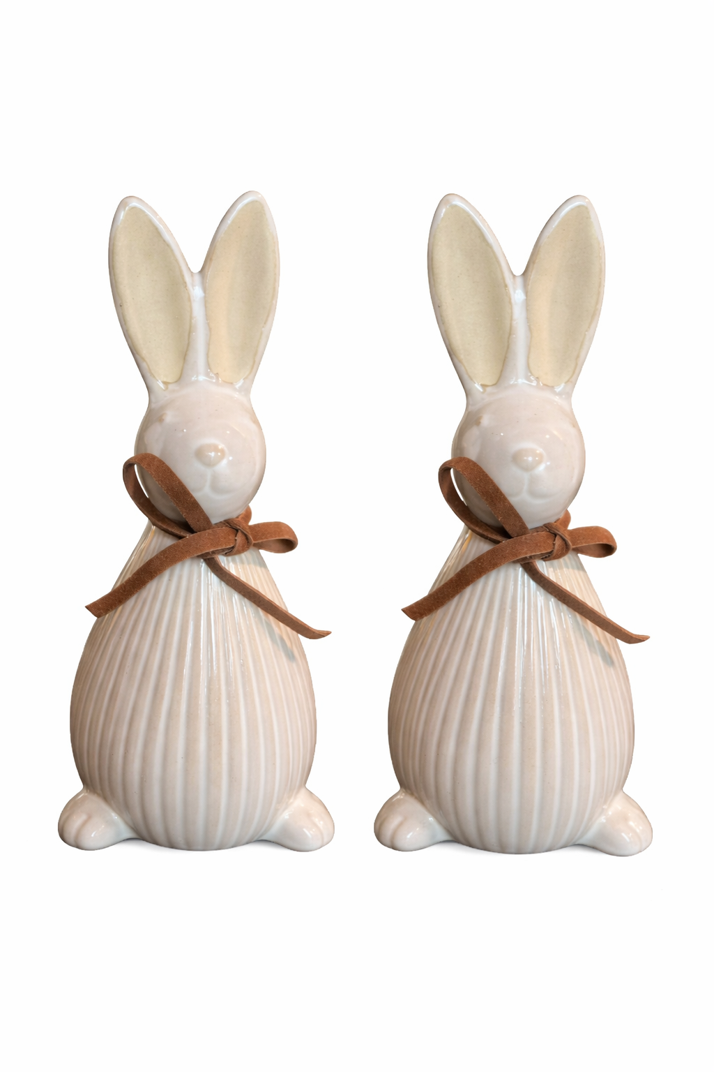 Keramik Hase 2erSet Dekofigur Ø7cm H17cm creme/weiß Osterdeko Frühjahrsdekoration Wohnaccessoire