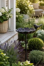 Vogeltränke  Futterplatz Vogelbad Metall ArtFerro Ø16cm H106cm 1Vogel Gartenstecker Deko Stecker Garten Futterstadion
