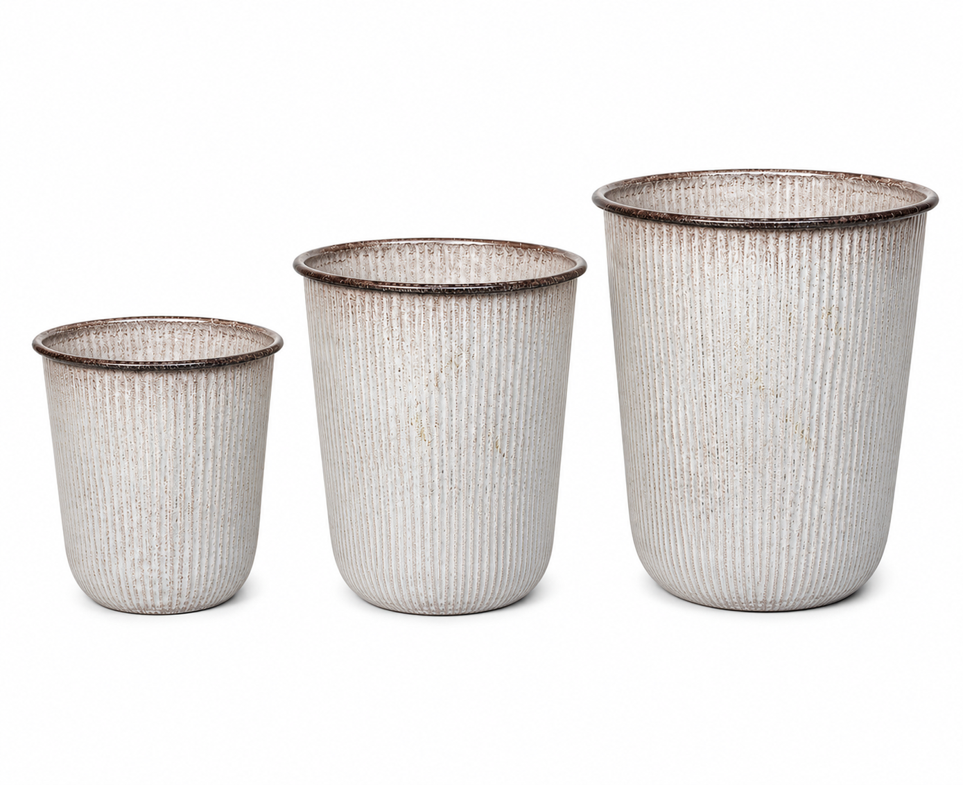 Kübel Metall Pflanzgefäß creme Pflanztopf Ø26+28+32cm Blumenkübel Pflanzschale Blumentopf Garten 3Größen wählbar