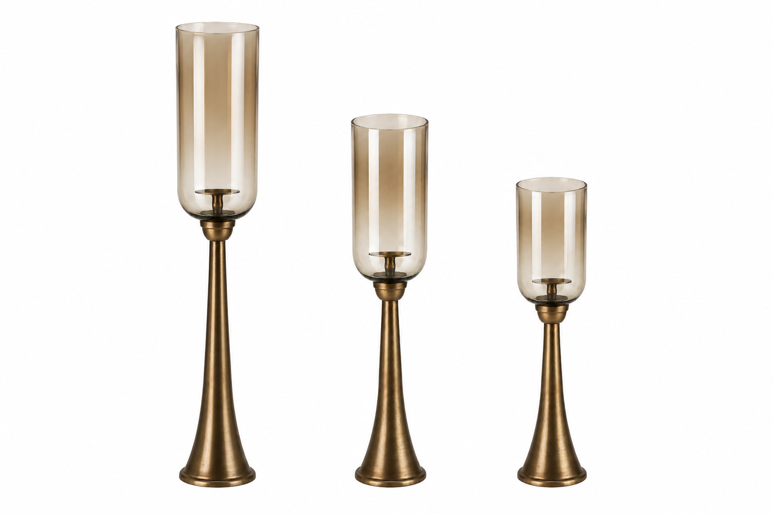Kerzenständer Säule Bronze mit Glas Hurricane – Windlicht aus Metall & Glas – H78 / H93 / H110 cm – Eleganter Boden-Kerzenhalter für Wohnzimmer, Flur & Eventdekoration 3Größen wählbar