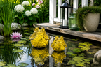 Glasfrosch schwimmend Frosch 2er Set grün Dekorative Wasserdeko aus Glas 9x10cm & 12x13cm für Teich Wasserschale Brunnen Garten & Veranda