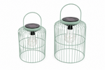 Lade das Bild in den Galerie-Viewer, Solar Hängeleuchte Grün H16,5cm+20,5cm – LED Solar Laterne zum Hängen – Metall Gartenleuchte mit warmweißem Licht – IP44 wetterfest – Solar Deko für Garten, Balkon &amp; Terrasse 2Größen wählbar
