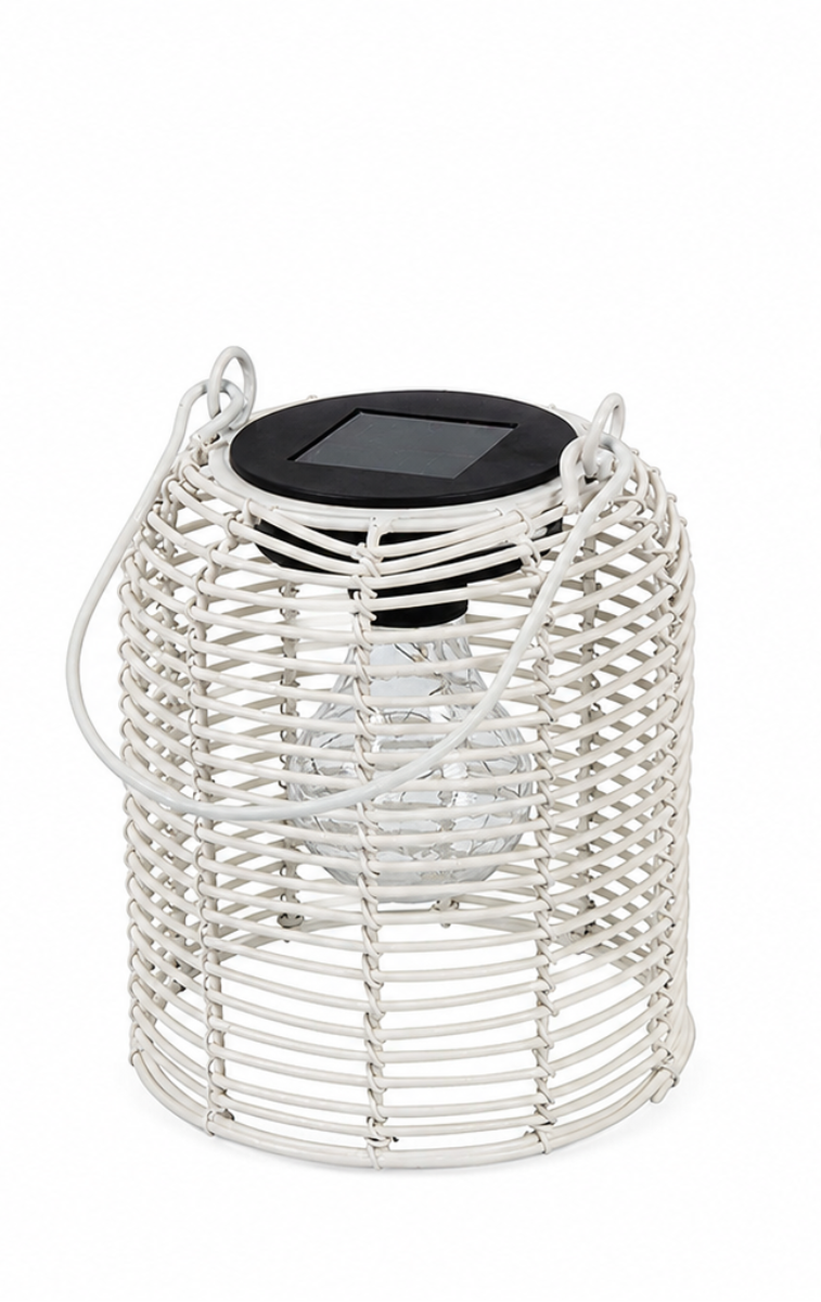 Solar Hängelampe Dara Weiß – LED Solarlaterne H17cm +20cm Warmweiß, IP44, dekorative Gartenleuchte zum Aufhängen für Balkon, Terrasse & Garten 2Größen wählbar