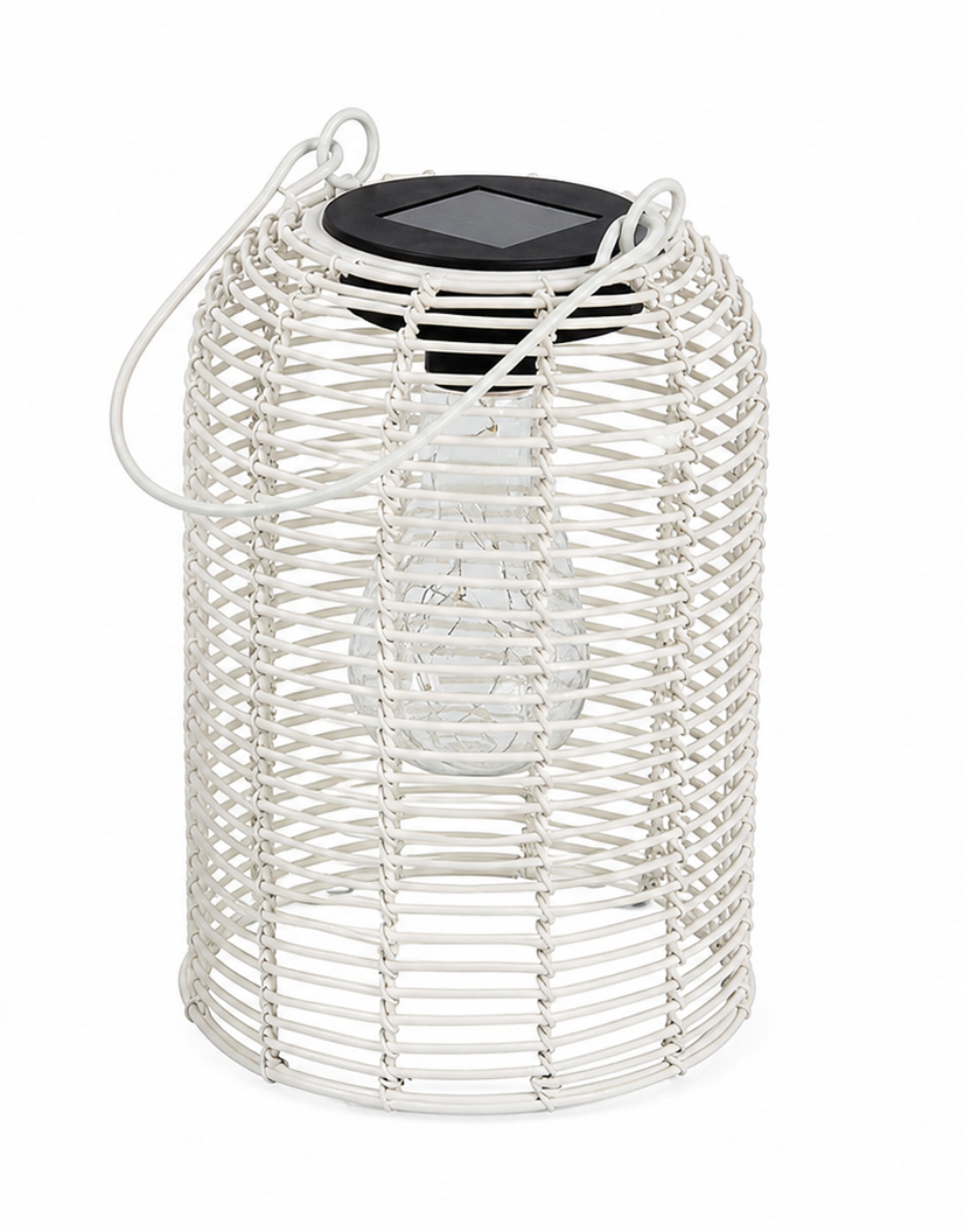 Solar Hängelampe Dara Weiß – LED Solarlaterne H17cm +20cm Warmweiß, IP44, dekorative Gartenleuchte zum Aufhängen für Balkon, Terrasse & Garten 2Größen wählbar