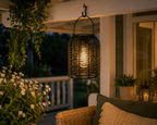 Solar Hängelampe Dara Black – LED Solarlaterne 15 x 9cm H20cm Warmweiß, IP44, dekorative Gartenleuchte zum Aufhängen für Balkon, Terrasse & Garten