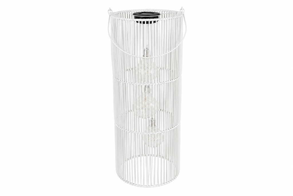 Solar Hängelampe Fadime Weiß 47 cm – LED Solarlaterne mit 10 warmweißen LEDs, IP44, dekorative Gartenlaterne zum Aufhängen für Balkon, Terrasse & Garten
