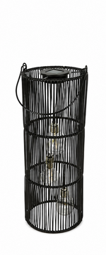 Lade das Bild in den Galerie-Viewer, Solar Hängelampe Fadime Schwarz H47cm+57cm – LED Solarlaterne mit 10 warmweißen LEDs, IP44, dekorative Gartenlaterne zum Aufhängen für Balkon, Terrasse &amp; Garten 2Größen wählbar
