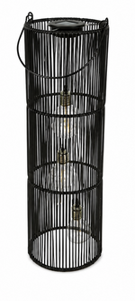 Lade das Bild in den Galerie-Viewer, Solar Hängelampe Fadime Schwarz H47cm+57cm – LED Solarlaterne mit 10 warmweißen LEDs, IP44, dekorative Gartenlaterne zum Aufhängen für Balkon, Terrasse &amp; Garten 2Größen wählbar
