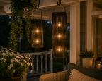 Solar Hängelampe Fadime Schwarz H47cm+57cm – LED Solarlaterne mit 10 warmweißen LEDs, IP44, dekorative Gartenlaterne zum Aufhängen für Balkon, Terrasse & Garten 2Größen wählbar