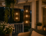 Lade das Bild in den Galerie-Viewer, Solar Hängelampe Fadime Schwarz H47cm+57cm – LED Solarlaterne mit 10 warmweißen LEDs, IP44, dekorative Gartenlaterne zum Aufhängen für Balkon, Terrasse &amp; Garten 2Größen wählbar
