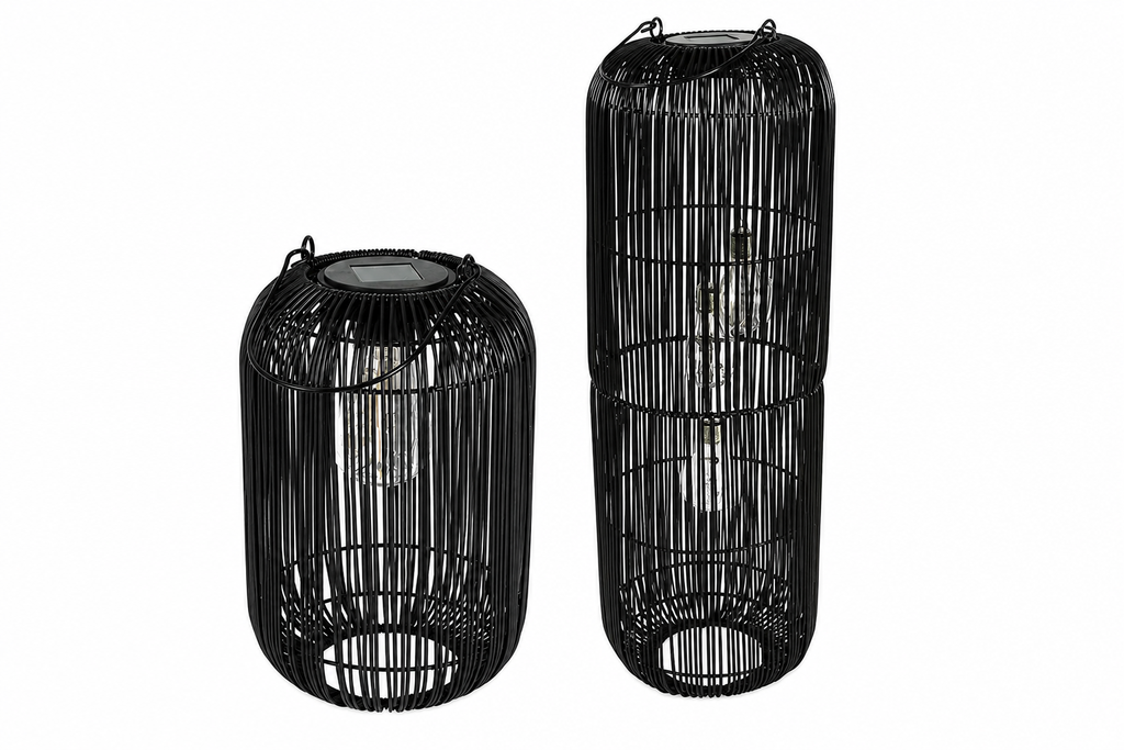 Solar Hängelampe Giona Schwarz 39 cm+62 cm – LED Solarlaterne für Garten 2Größen wählbar